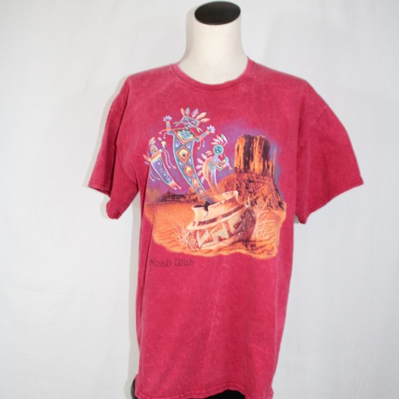 Vintage Y2K Adult Shirt The Mountain Native American Red Tie Dye Distressed Lg - Picture 1 of 8